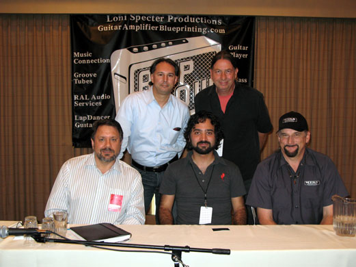Bass Tone Wizards Ron Morreno(G), Arthur Barrow (Zappa), Val King (King Amplification), Jonathan Herrera (Bass Player Magazine), Rich Longacre (Mesa Boogie)